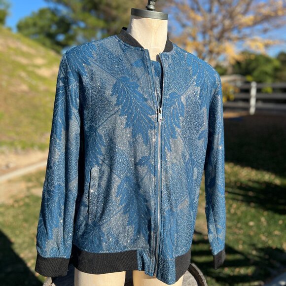 Barabas Bomber Jacket - Super Sparkly - Teal & Silver - Size 2XL - Picture 8 of 9
